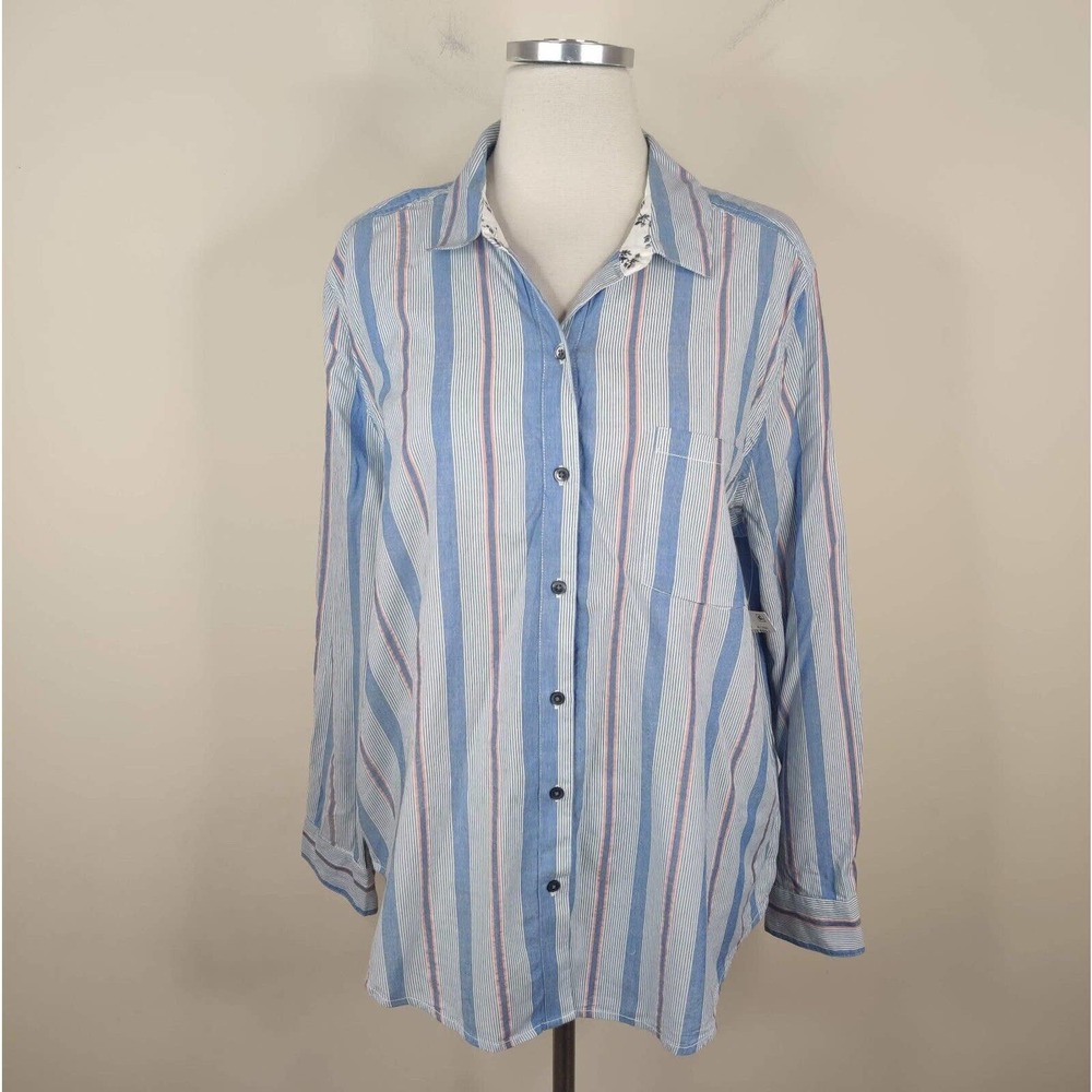 Lucky Brand Button Up Shirt Stripe Long Sleeve Cotton Modal